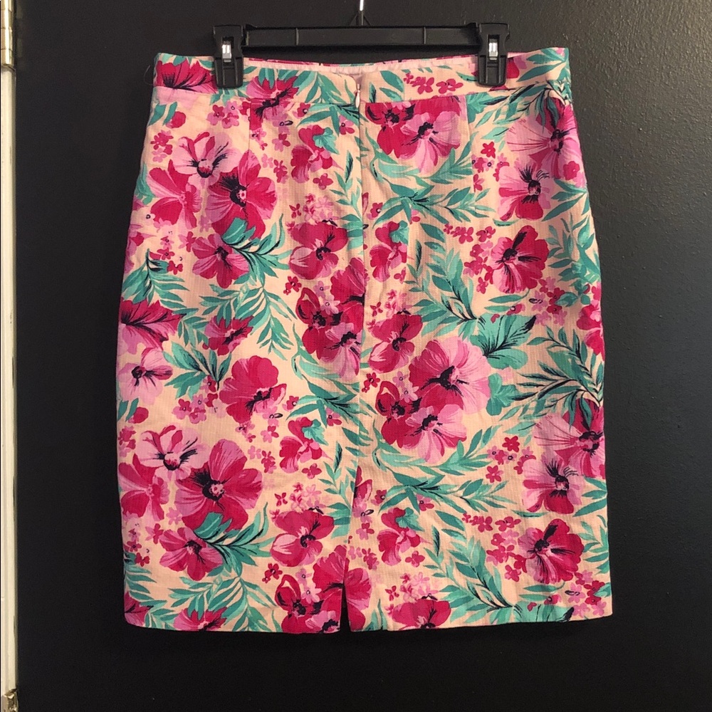 J. Crew Floral Pencil Skirt in Pink, Teal & Cream - Picture 2 of 3